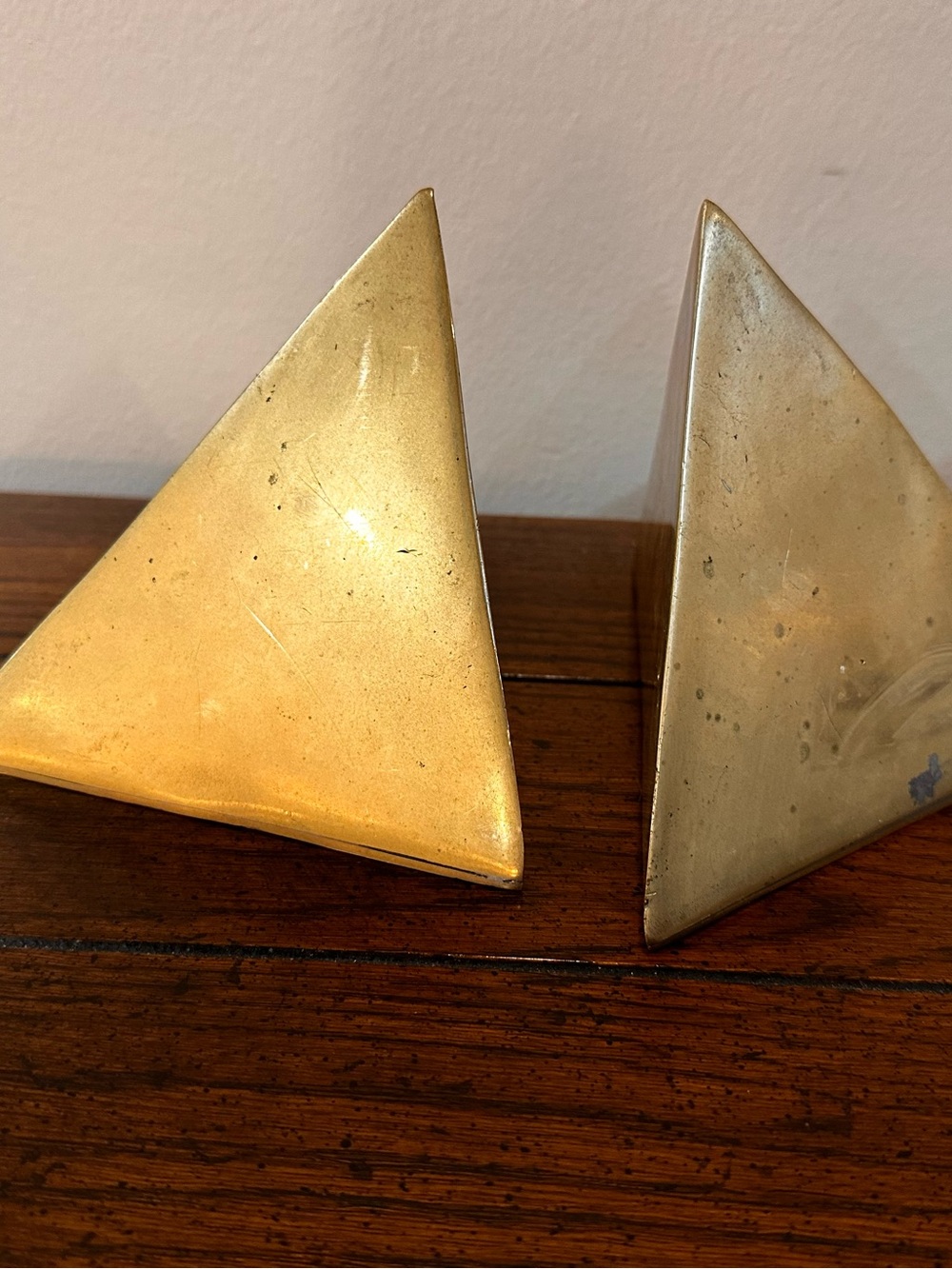 Vintage brass pyramid bookends Mcm Korea